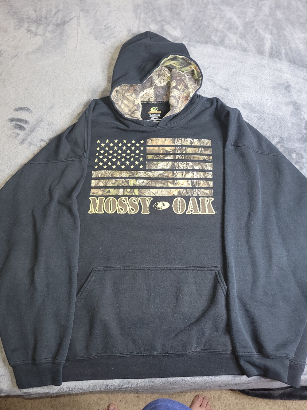 Mossy Oak Black Camo American Flag Hoodie 2XL